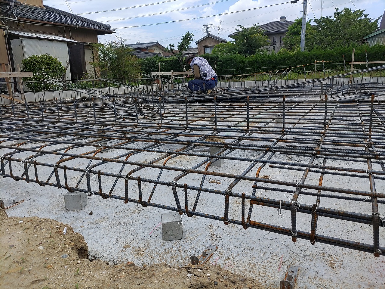 愛知県知多市　新舞子　新築　注文住宅　工務店　基礎工事　配筋工事　施工写真①